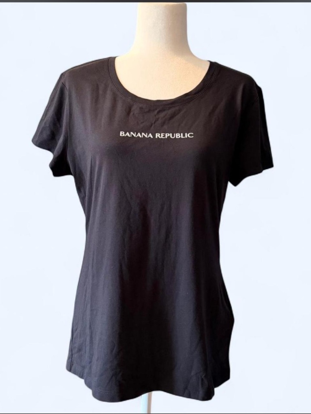 Banana Republic Black Crewneck Logo Tee